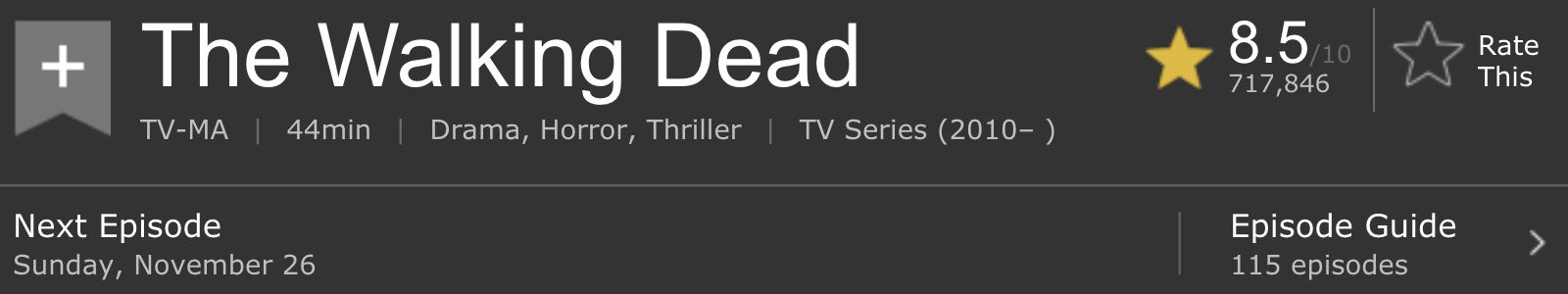 Number of episodes in The Walking Dead